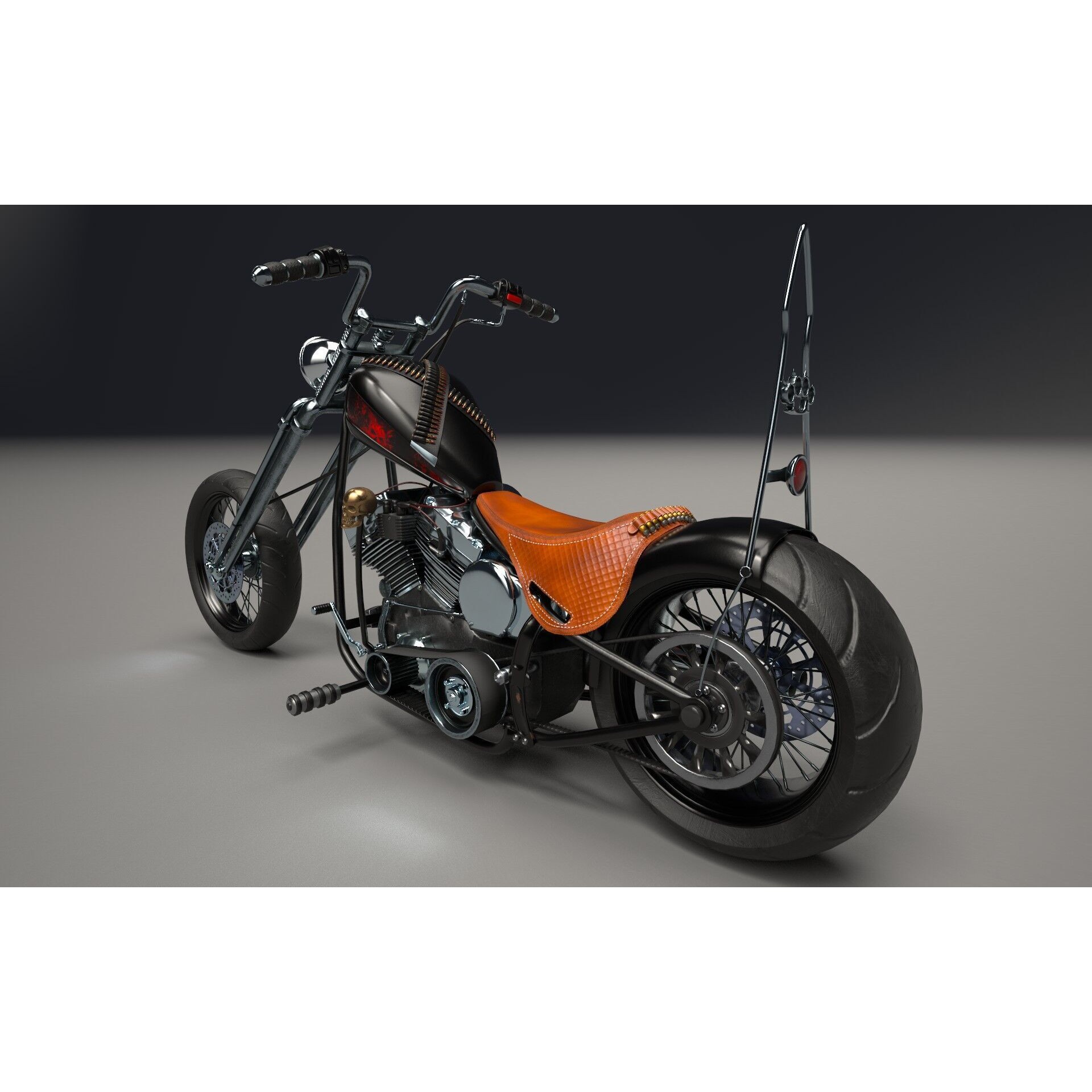 Custom Chopper Motorcycle - Game-Ready 3D Model - View 5