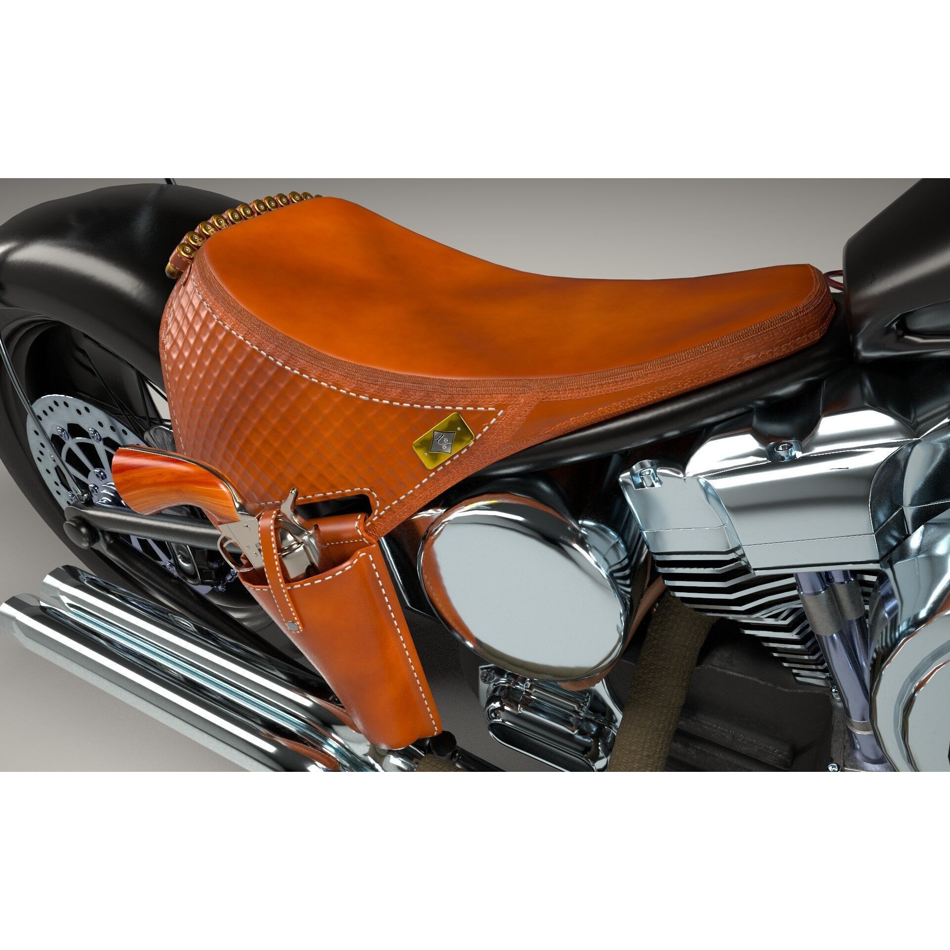Custom Chopper Motorcycle - Game-Ready 3D Model - View 6
