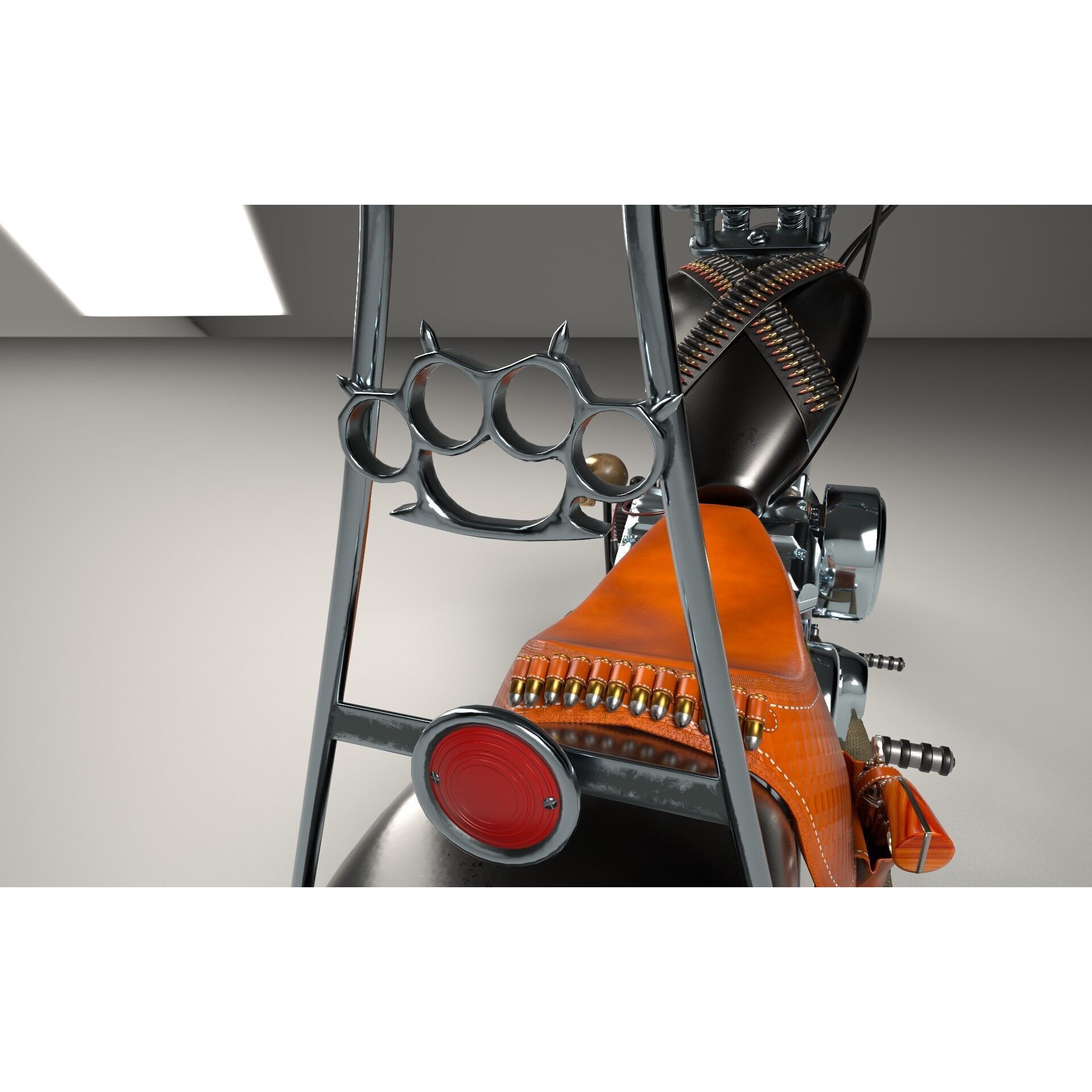 Custom Chopper Motorcycle - Game-Ready 3D Model - View 7