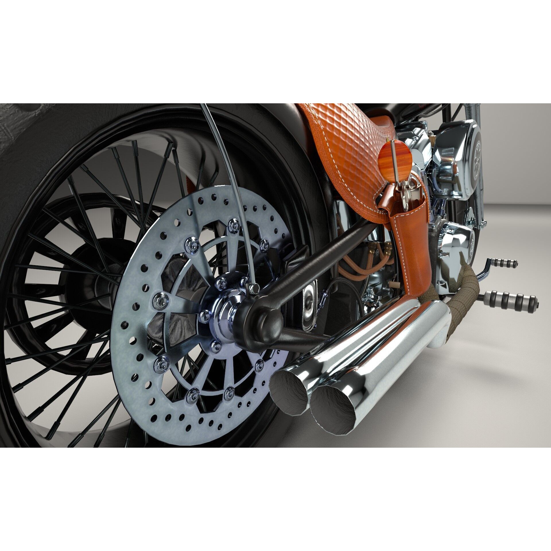 Custom Chopper Motorcycle - Game-Ready 3D Model - View 8