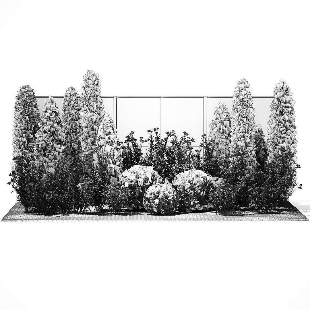 Beautiful Garden 3D Model – Decorative Cypress, Thuja & Oleander