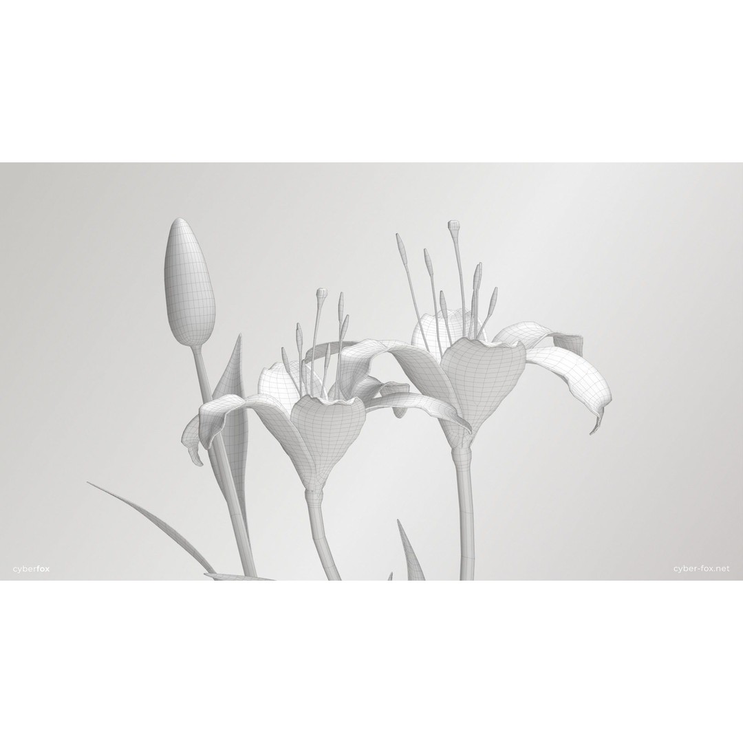 Yellow Lilies 3D Model – Low Poly Game Asset, FBX, OBJ, PBR Textures