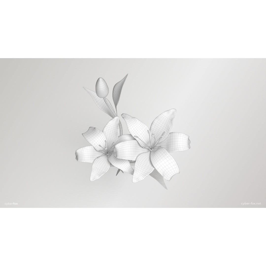 Yellow Lilies 3D Model – Low Poly Game Asset, FBX, OBJ, PBR Textures - View 12