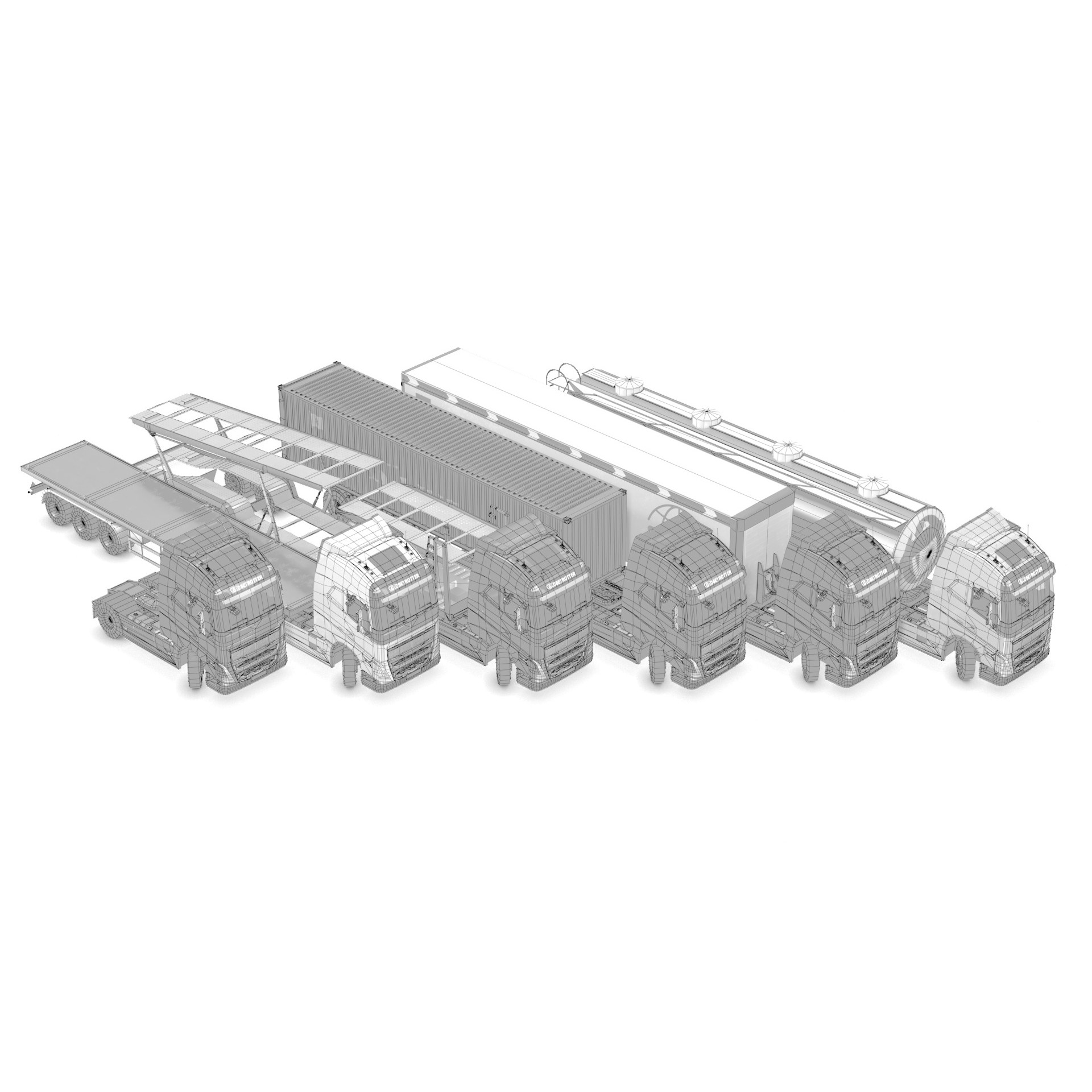 Volvo FH16 Trailer Collection - Low-Poly Game-Ready 3D Model - View 34