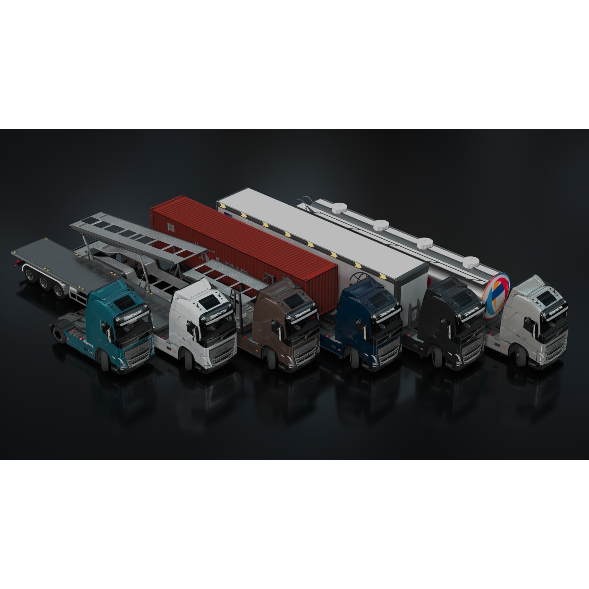 Volvo FH16 Trailer Collection - Low-Poly Game-Ready 3D Model - View 4