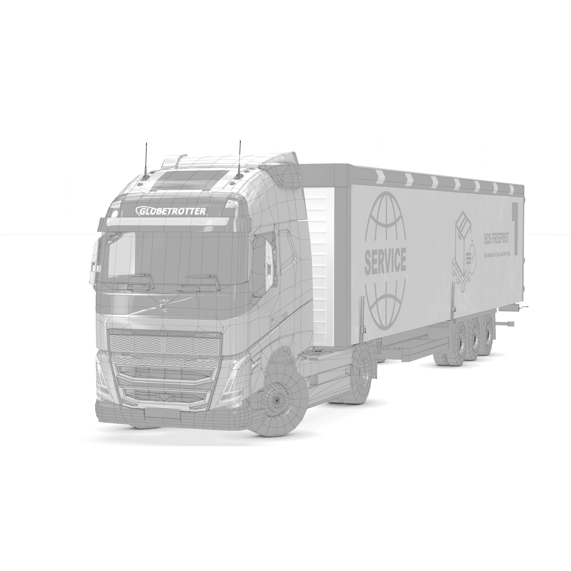 Volvo FH16 Trailer Collection - Low-Poly Game-Ready 3D Model - View 45