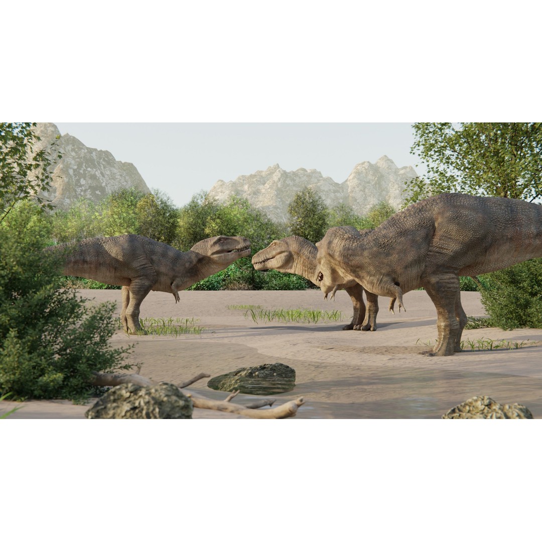 Tyrannosaurus Rex 3D Model – Low Poly Rigged Dinosaur, FBX - View 6