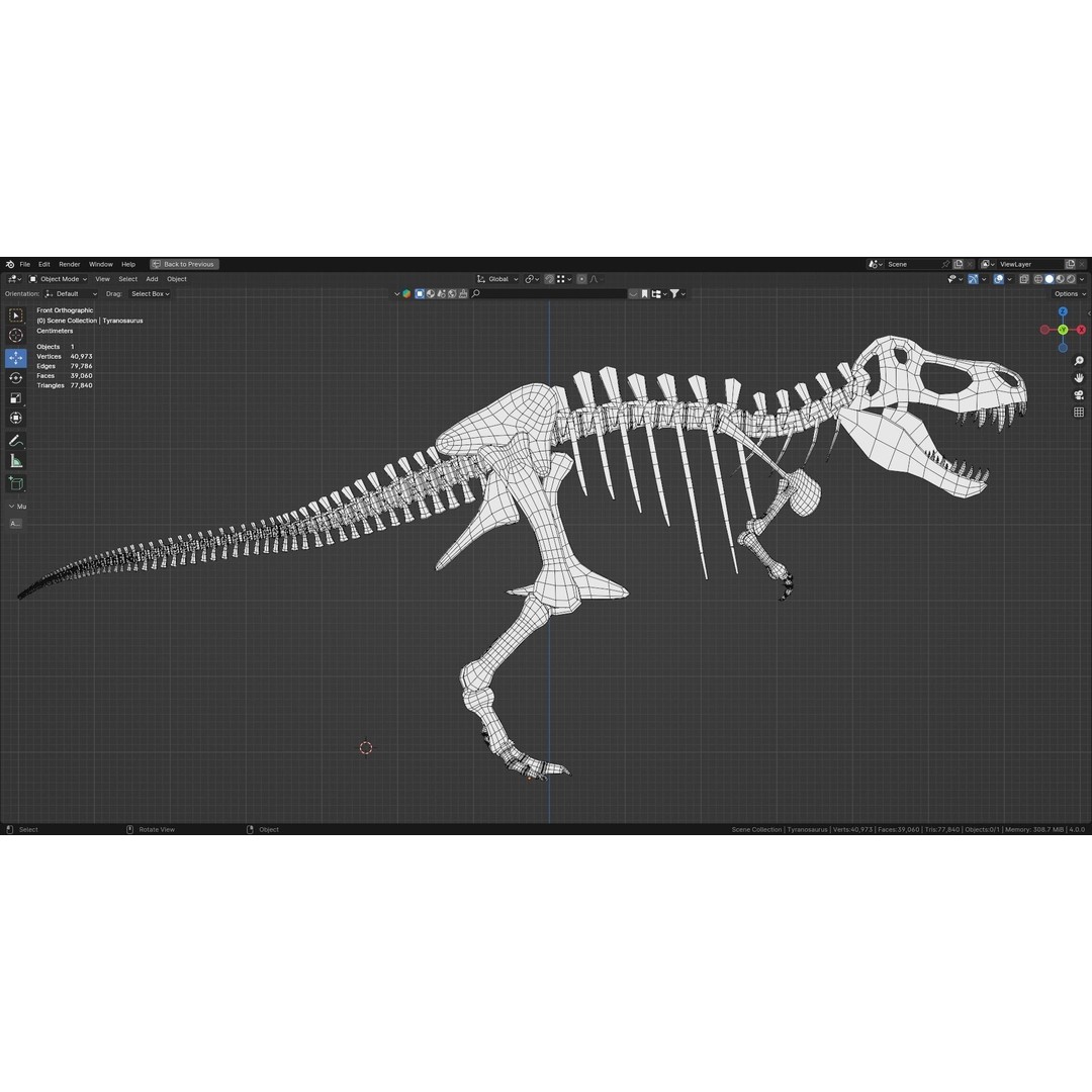 Tyrannosaurus Fossil 3D Model – Realistic Low Poly Dinosaur Asset, FBX - View 12