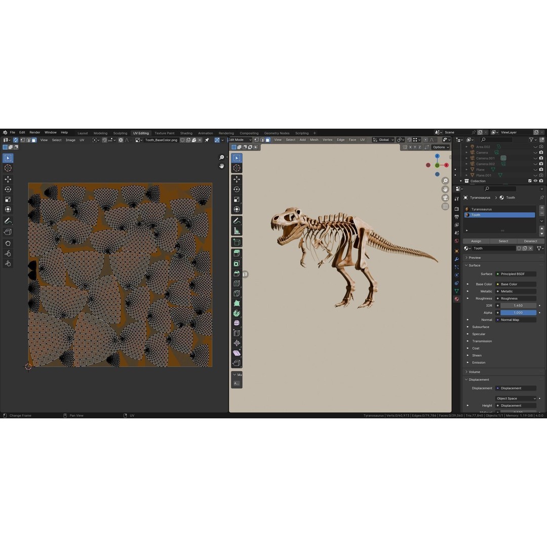 Tyrannosaurus Fossil 3D Model – Realistic Low Poly Dinosaur Asset, FBX - View 13