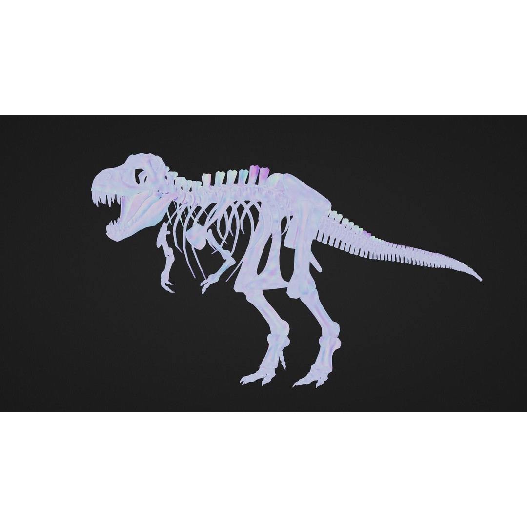 Tyrannosaurus Fossil 3D Model – Realistic Low Poly Dinosaur Asset, FBX - View 9