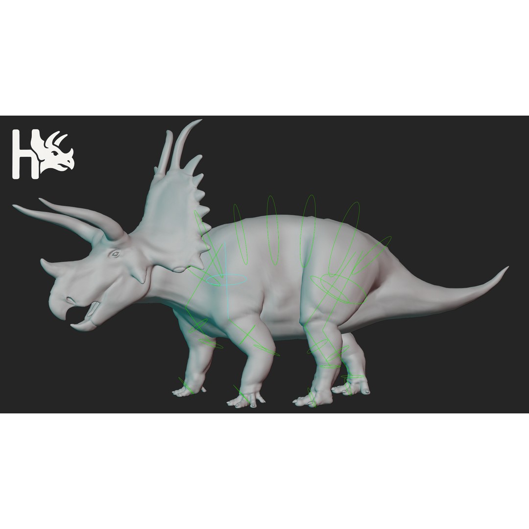 Triceratops 3D Model – Low Poly Game Asset, Fully Rigged, FBX, OBJ - View 15