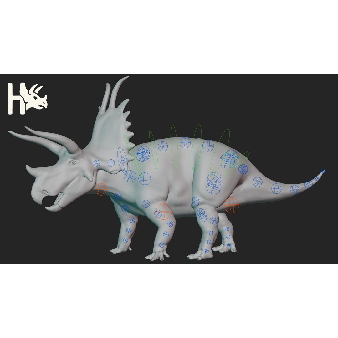 Triceratops 3D Model – Low Poly Game Asset, Fully Rigged, FBX, OBJ - View 18