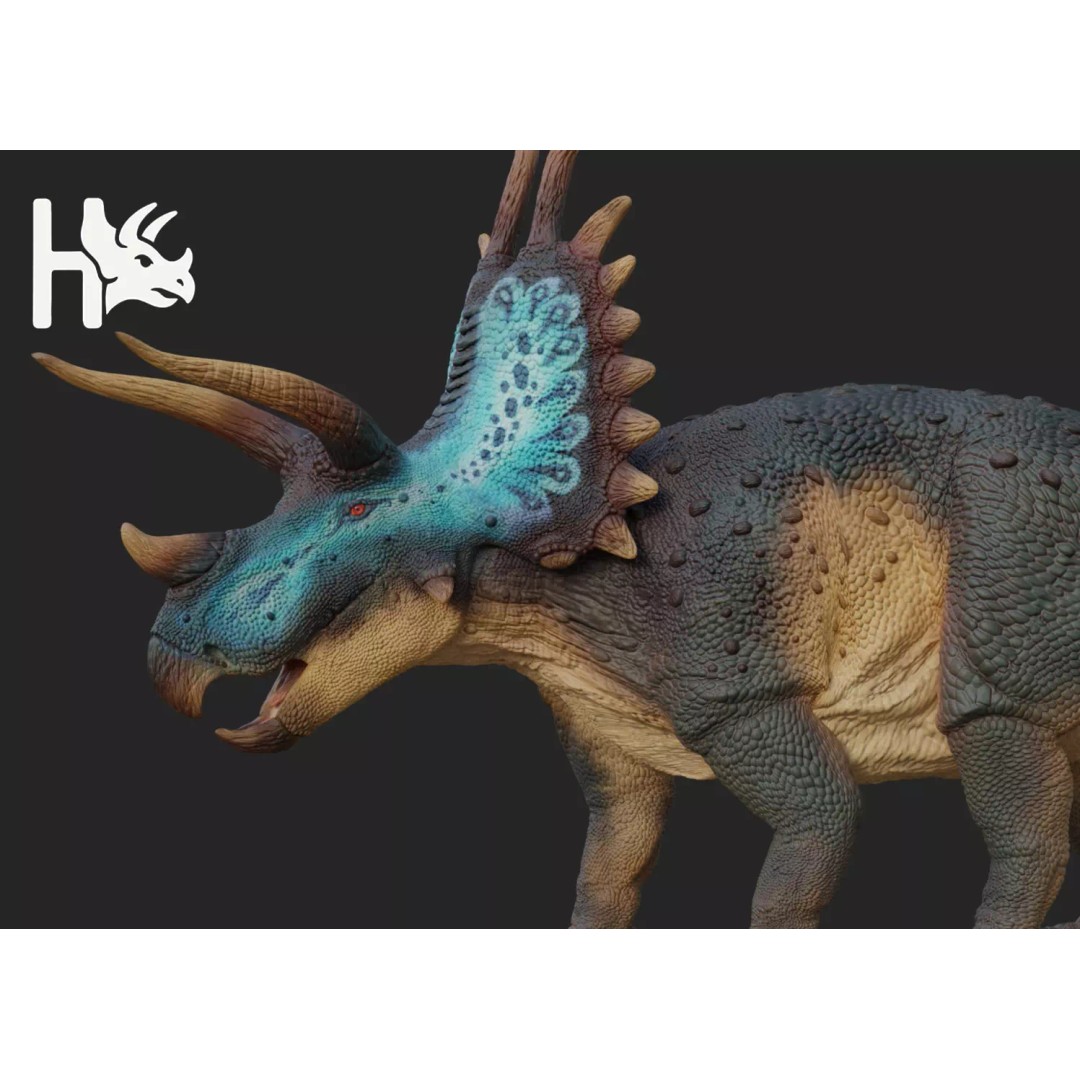 Triceratops 3D Model – Low Poly Game Asset, Fully Rigged, FBX, OBJ - View 2
