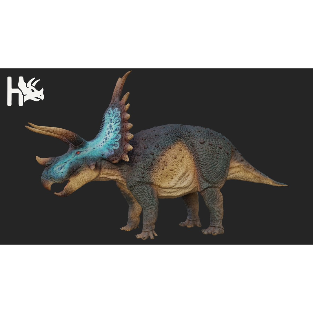 Triceratops 3D Model – Low Poly Game Asset, Fully Rigged, FBX, OBJ - View 4
