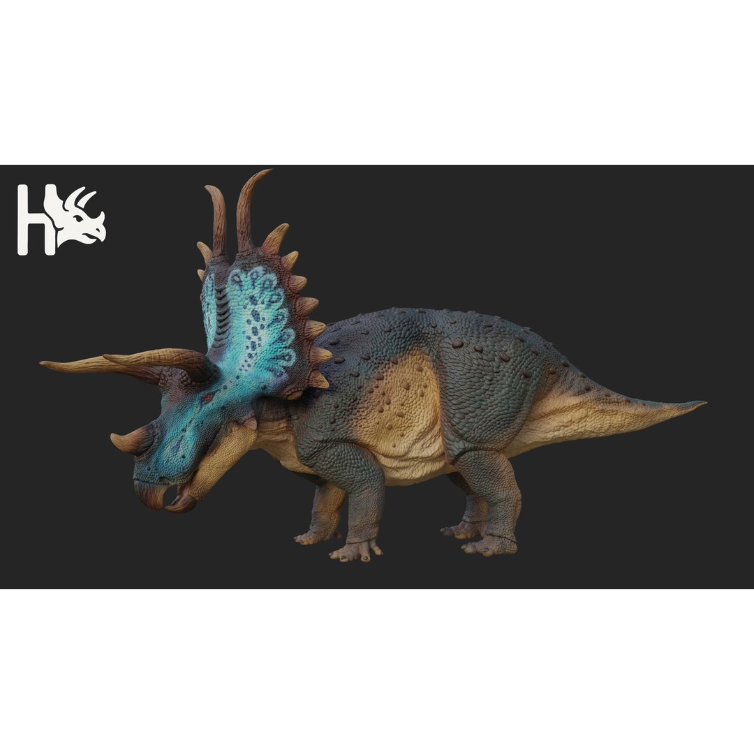 Triceratops 3D Model – Low Poly Game Asset, Fully Rigged, FBX, OBJ - View 5