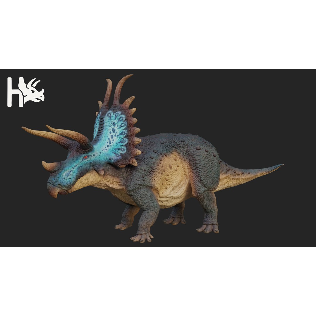 Triceratops 3D Model – Low Poly Game Asset, Fully Rigged, FBX, OBJ - View 6