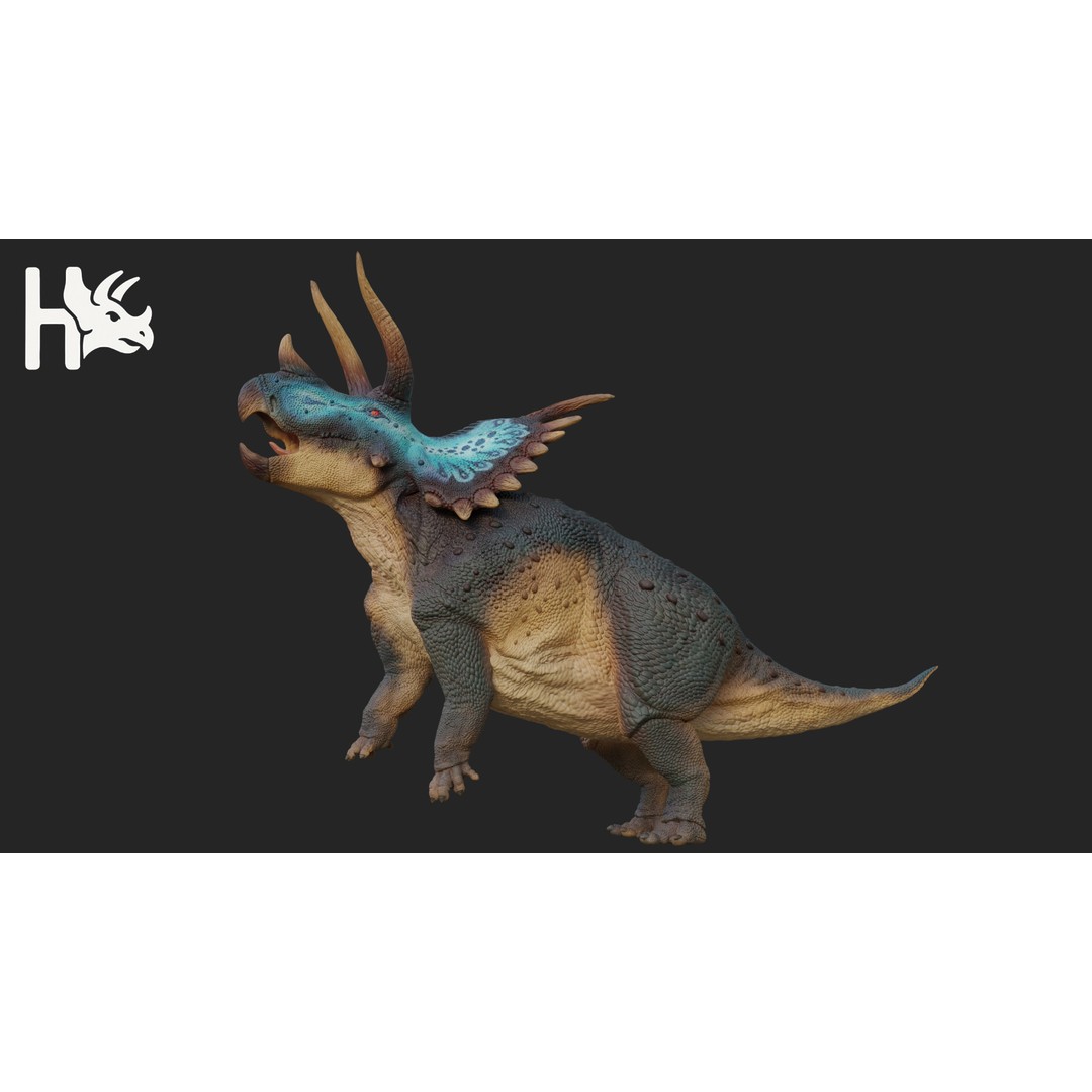 Triceratops 3D Model – Low Poly Game Asset, Fully Rigged, FBX, OBJ - View 7