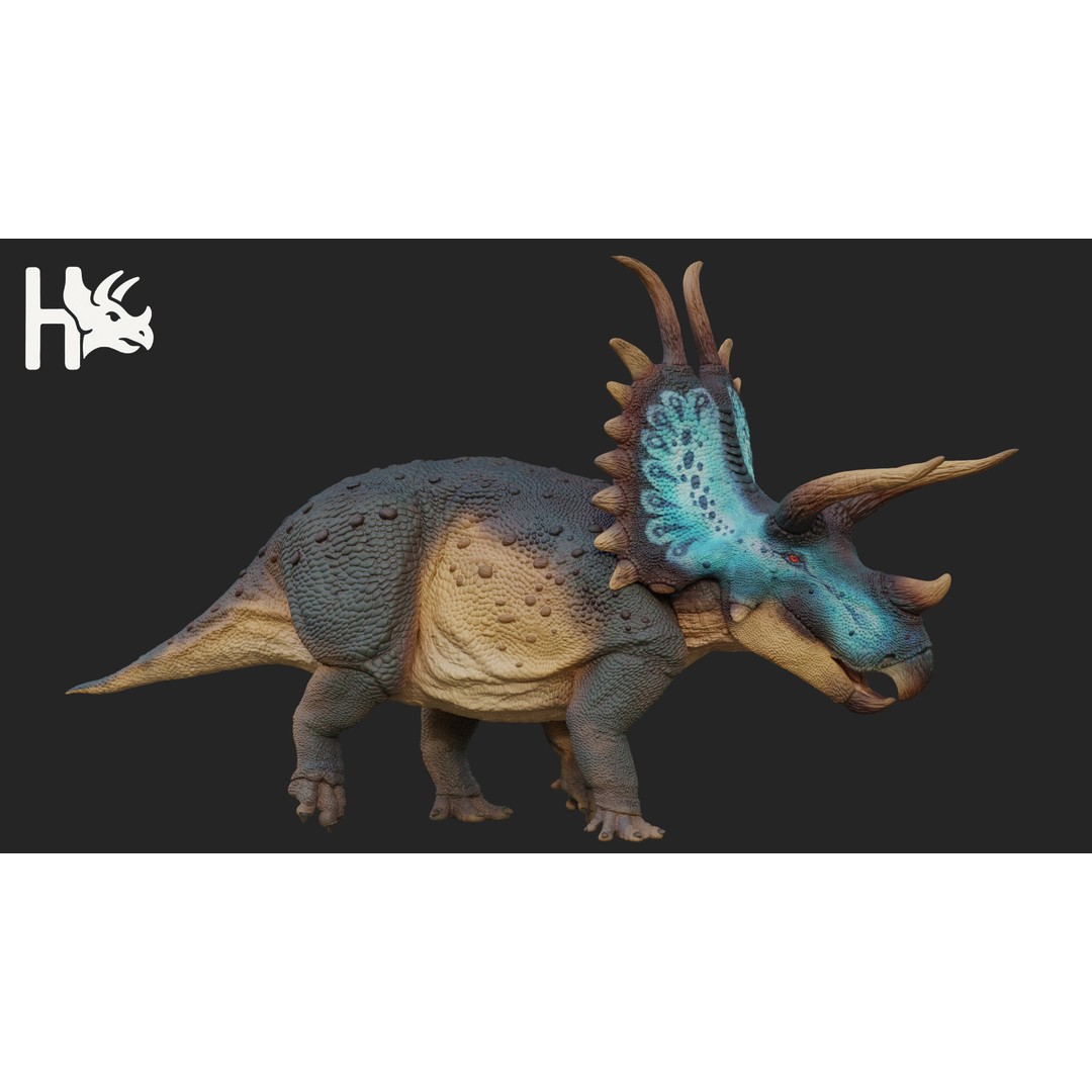 Triceratops 3D Model – Low Poly Game Asset, Fully Rigged, FBX, OBJ - View 8