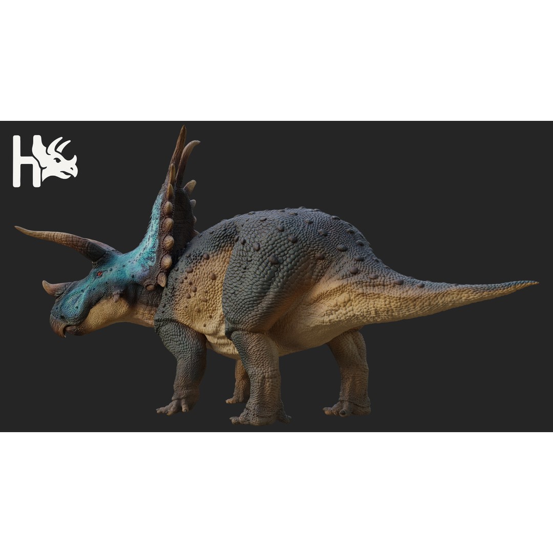 Triceratops 3D Model – Low Poly Game Asset, Fully Rigged, FBX, OBJ - View 9