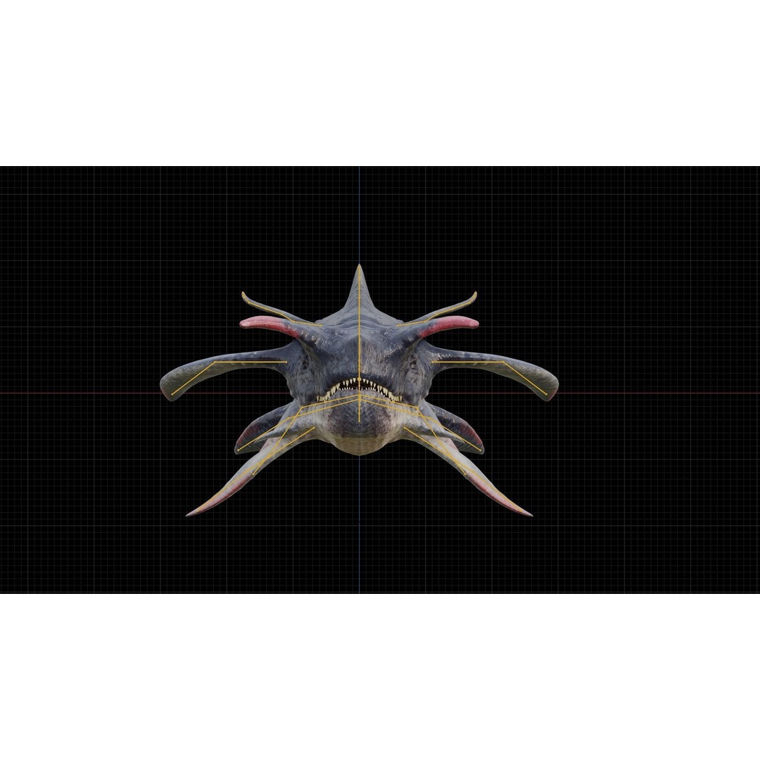 Alien Whale Creature 3D Model – Low Poly Rigged Animation, FBX - View 10