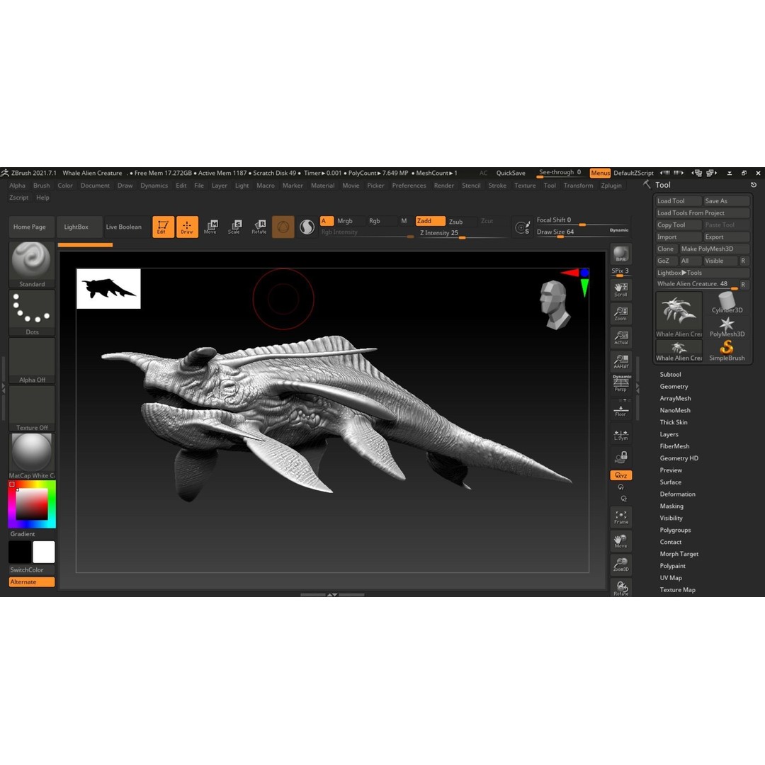 Alien Whale Creature 3D Model – Low Poly Rigged Animation, FBX - View 21