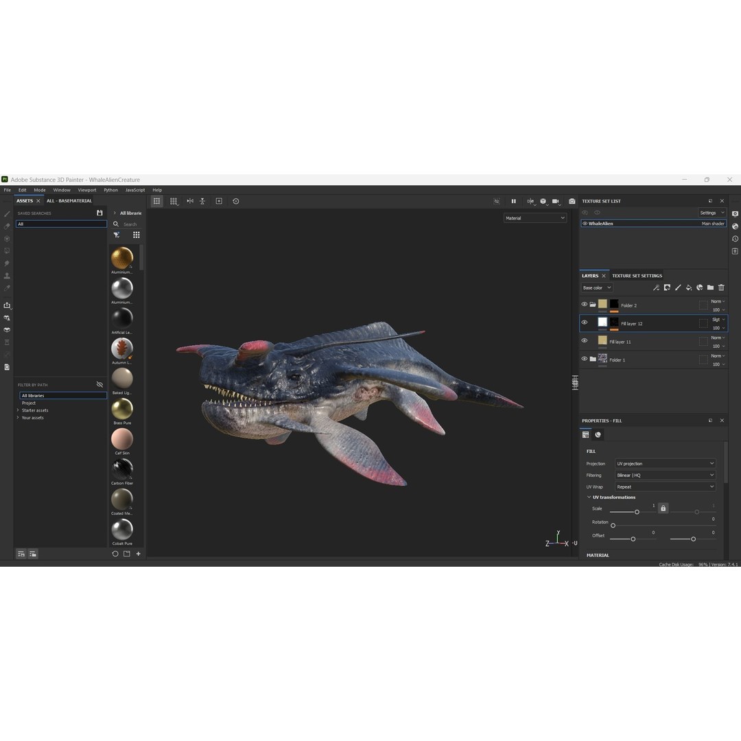 Alien Whale Creature 3D Model – Low Poly Rigged Animation, FBX - View 22