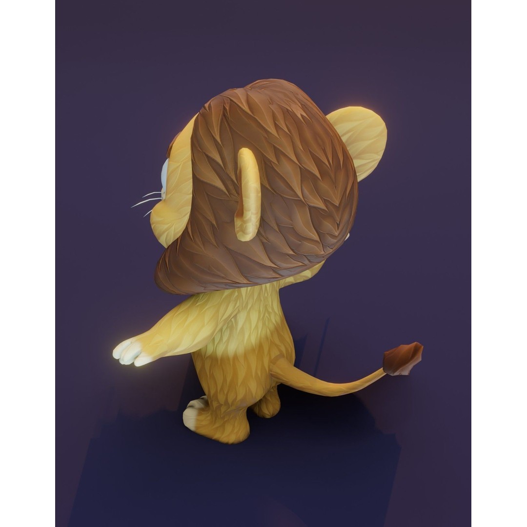 Cartoon Lion 3D Model – Low Poly Stylized Character, FBX & More - View 13