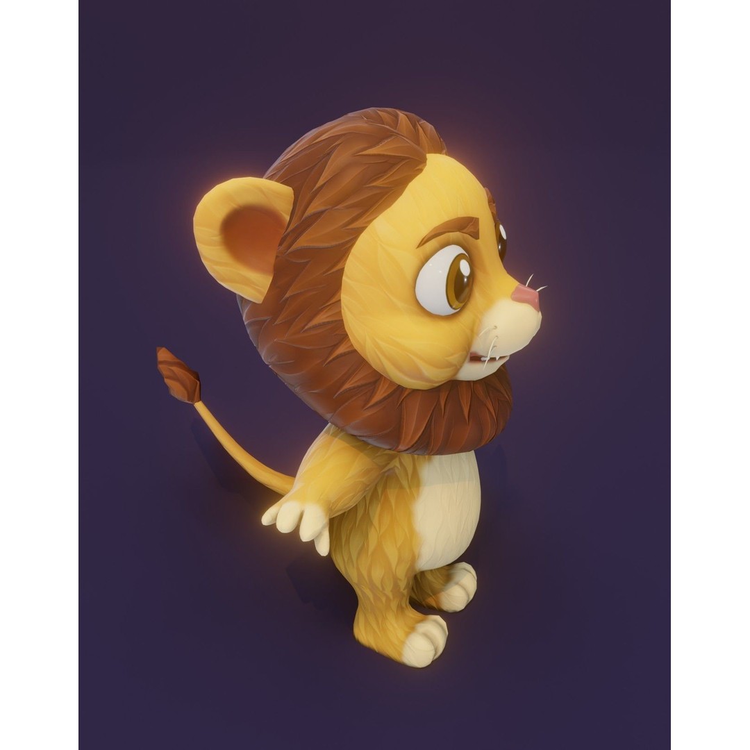 Cartoon Lion 3D Model – Low Poly Stylized Character, FBX & More - View 20