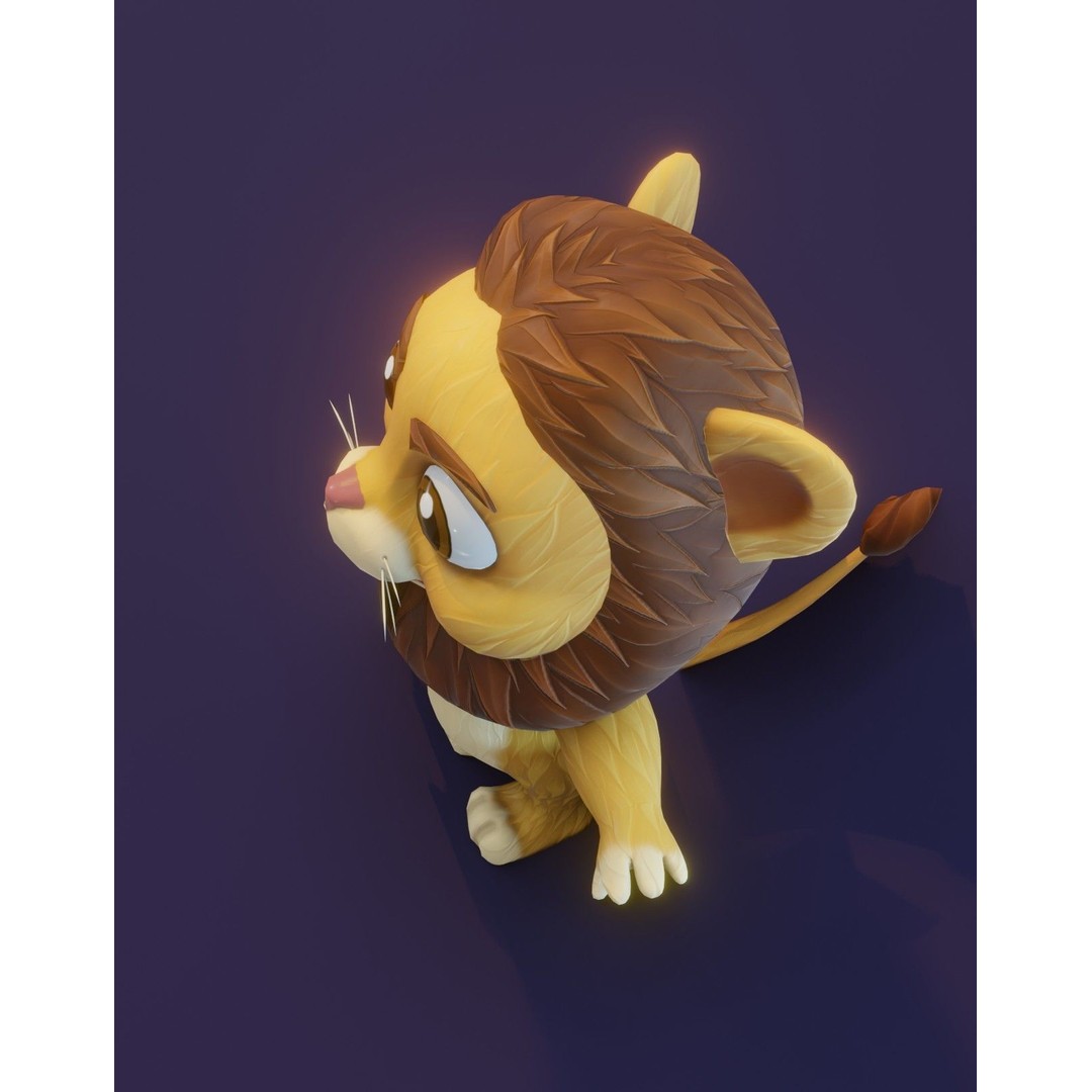 Cartoon Lion 3D Model – Low Poly Stylized Character, FBX & More - View 21