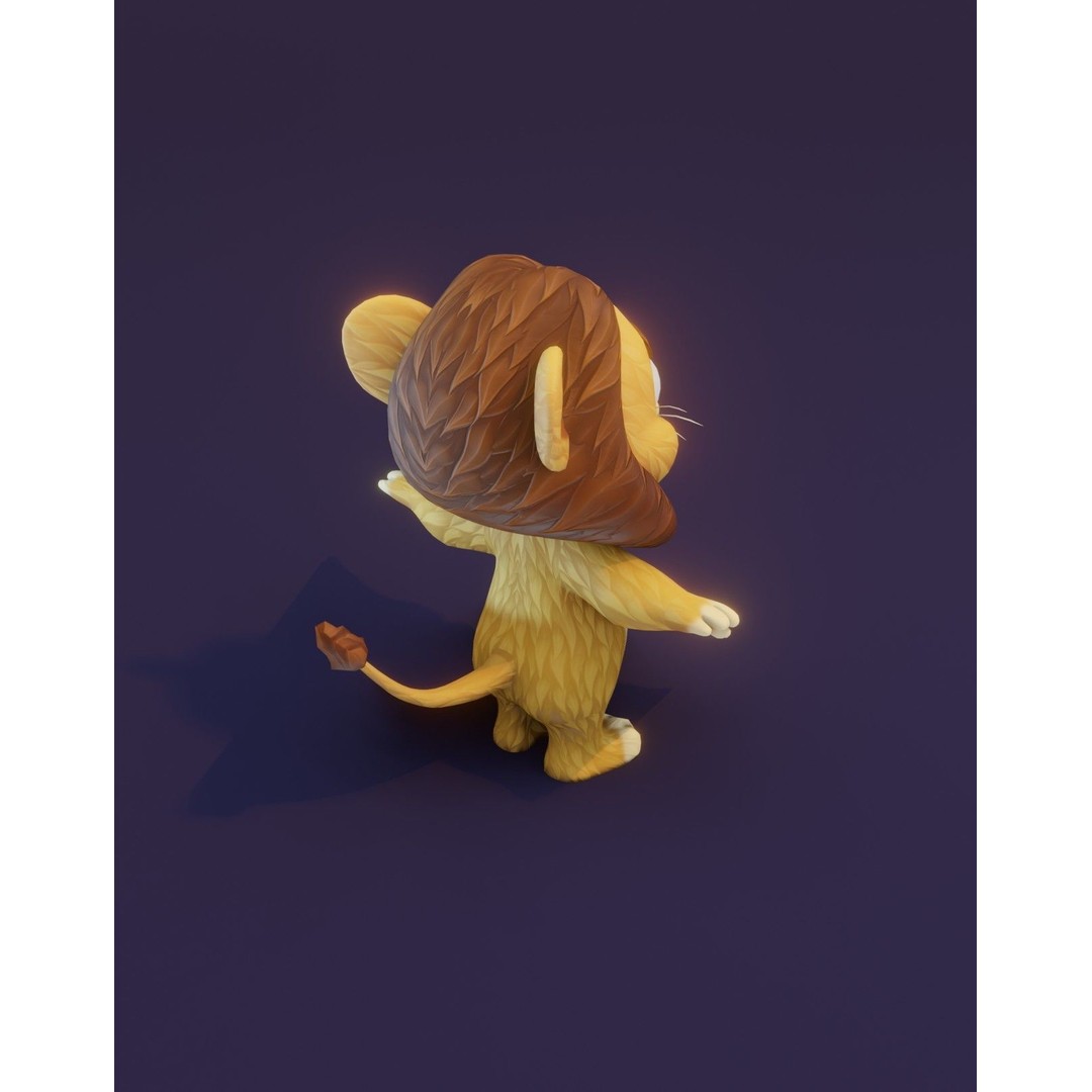 Cartoon Lion 3D Model – Low Poly Stylized Character, FBX & More - View 23