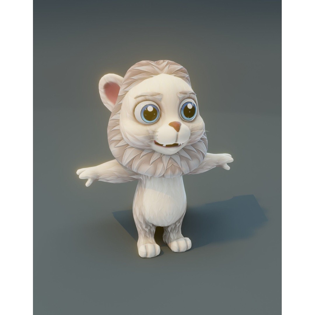 Cartoon Lion 3D Model – Low Poly Stylized Character, FBX & More - View 24