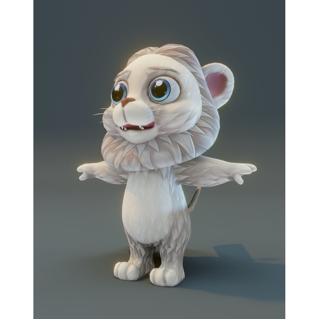 Cartoon Lion 3D Model – Low Poly Stylized Character, FBX & More - View 25
