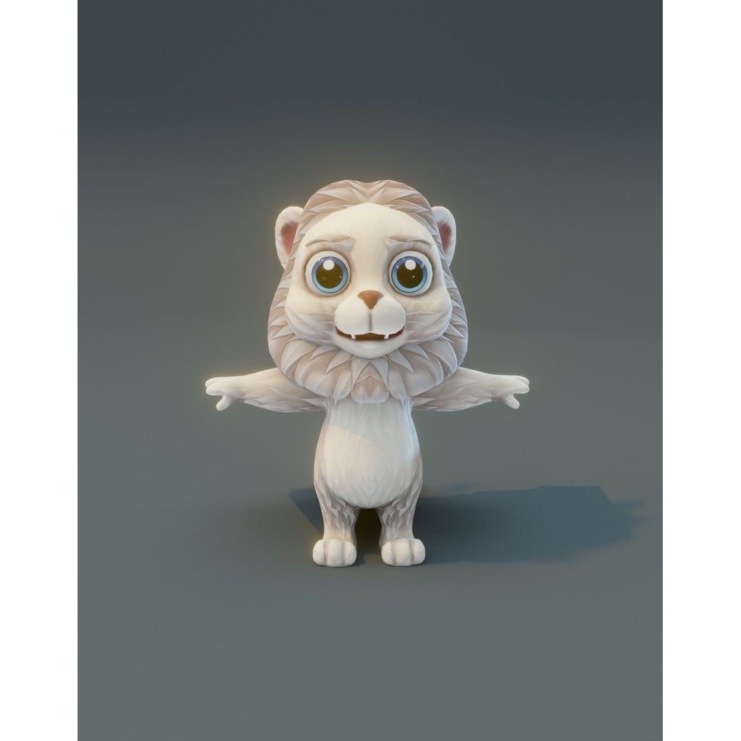 Cartoon Lion 3D Model – Low Poly Stylized Character, FBX & More - View 26