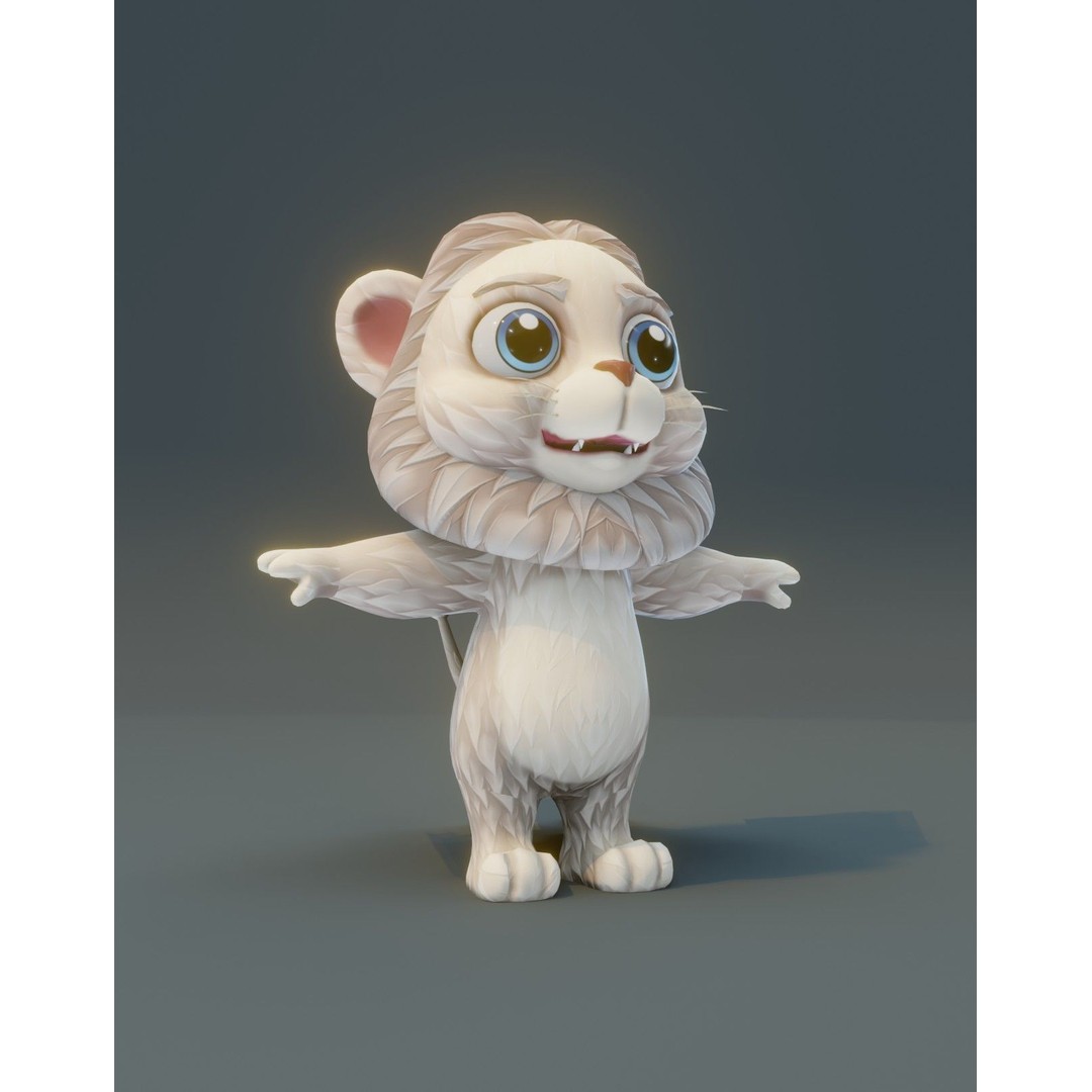 Cartoon Lion 3D Model – Low Poly Stylized Character, FBX & More - View 28