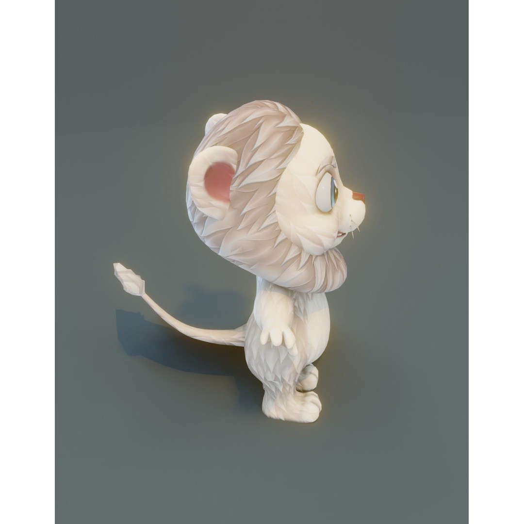 Cartoon Lion 3D Model – Low Poly Stylized Character, FBX & More - View 29
