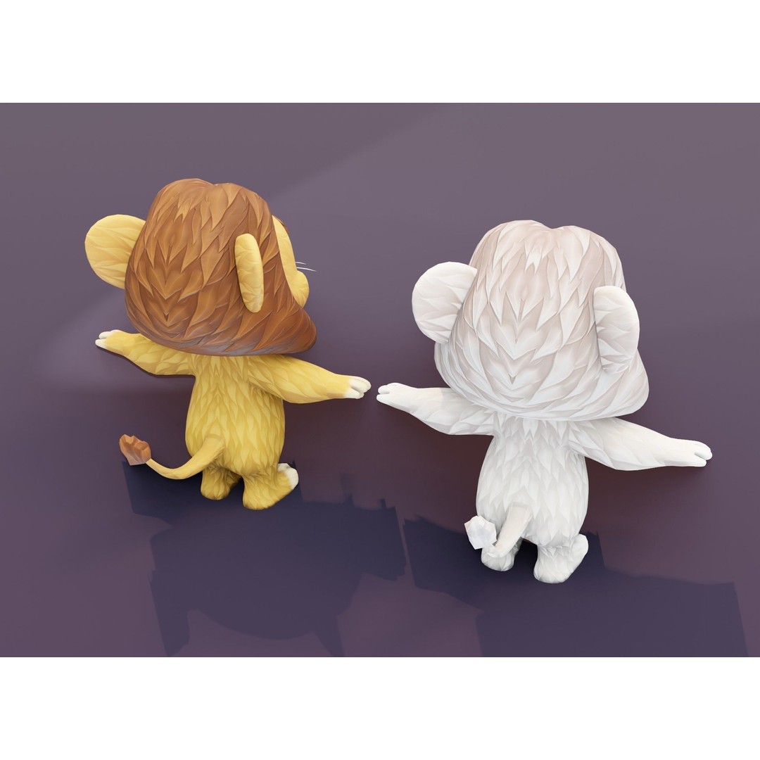 Cartoon Lion 3D Model – Low Poly Stylized Character, FBX & More - View 3
