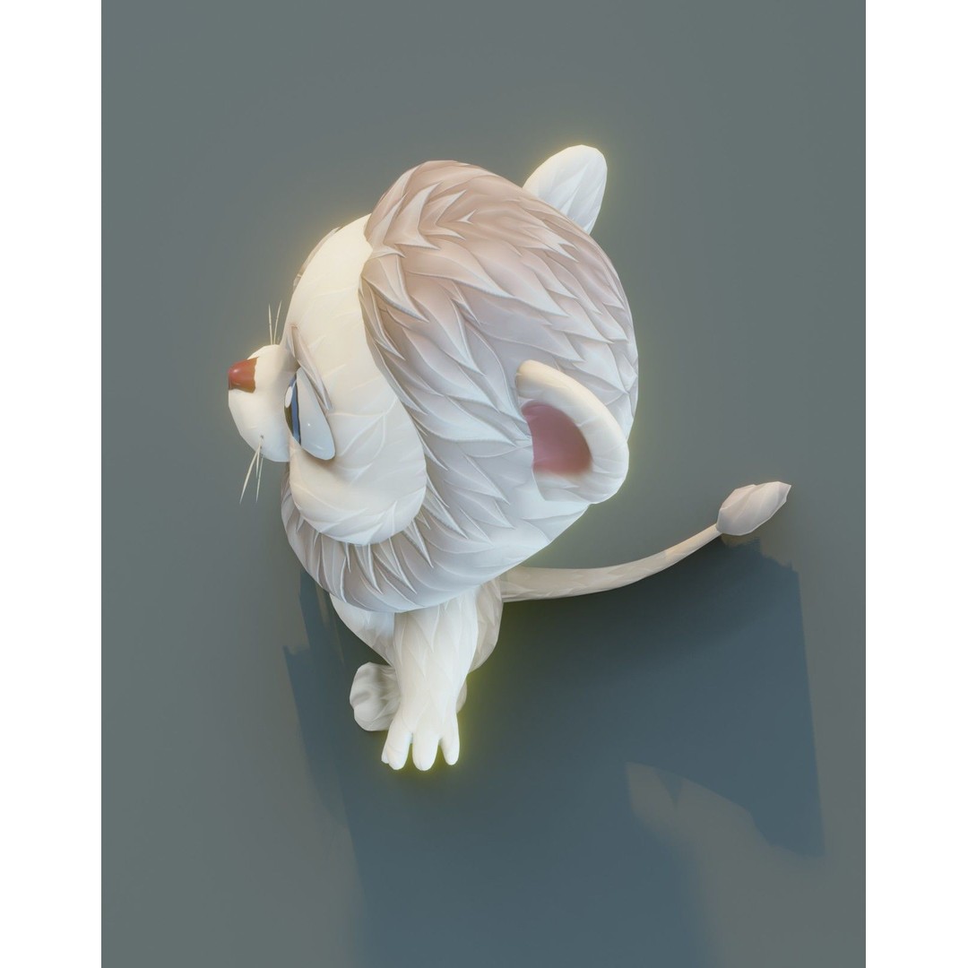 Cartoon Lion 3D Model – Low Poly Stylized Character, FBX & More - View 32