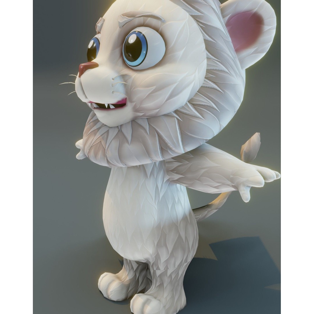 Cartoon Lion 3D Model – Low Poly Stylized Character, FBX & More - View 33