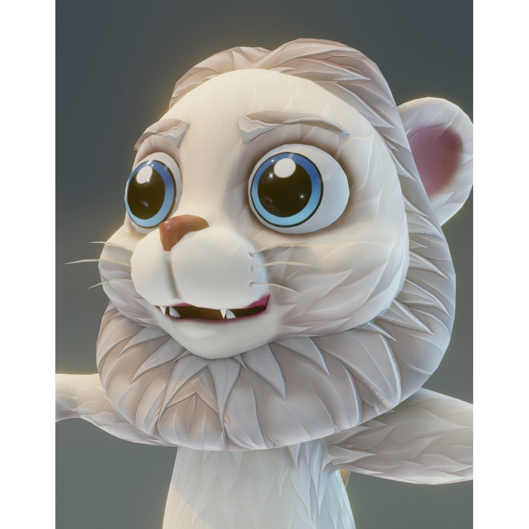 Cartoon Lion 3D Model – Low Poly Stylized Character, FBX & More - View 34