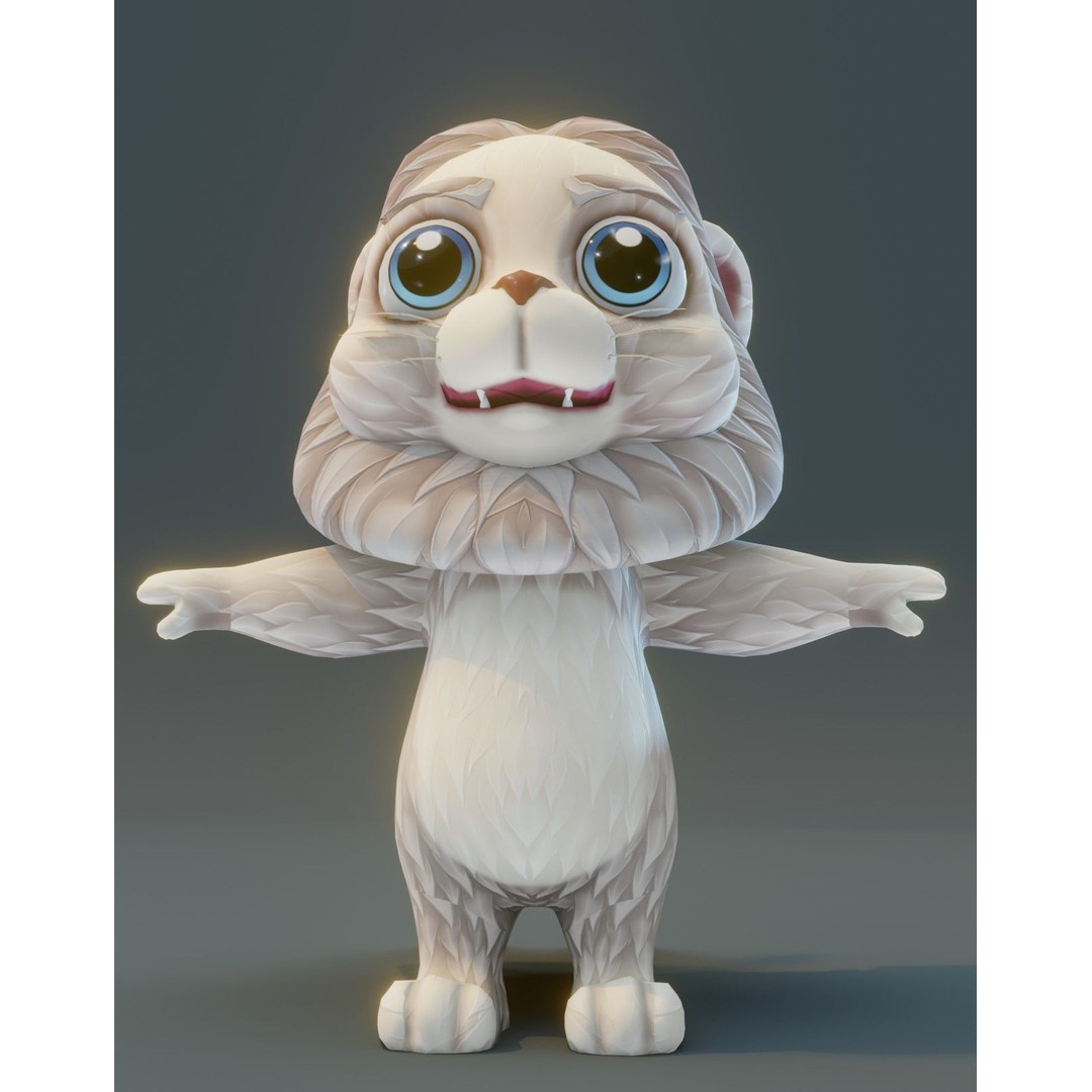 Cartoon Lion 3D Model – Low Poly Stylized Character, FBX & More - View 36