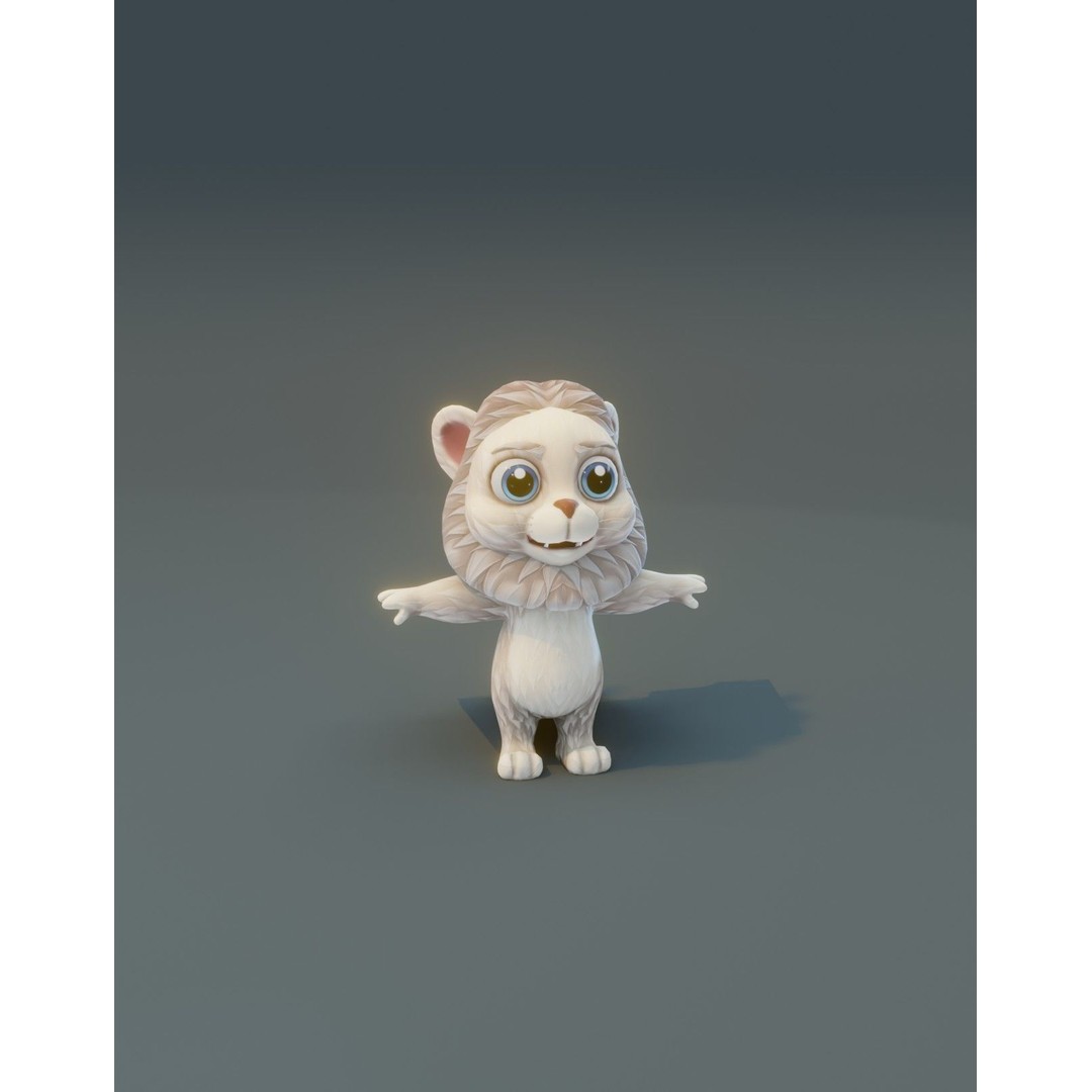 Cartoon Lion 3D Model – Low Poly Stylized Character, FBX & More - View 38