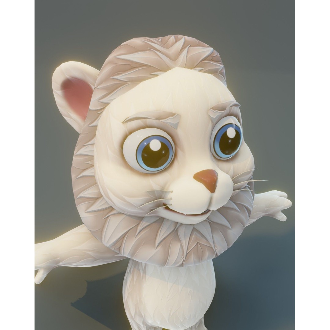 Cartoon Lion 3D Model – Low Poly Stylized Character, FBX & More - View 39