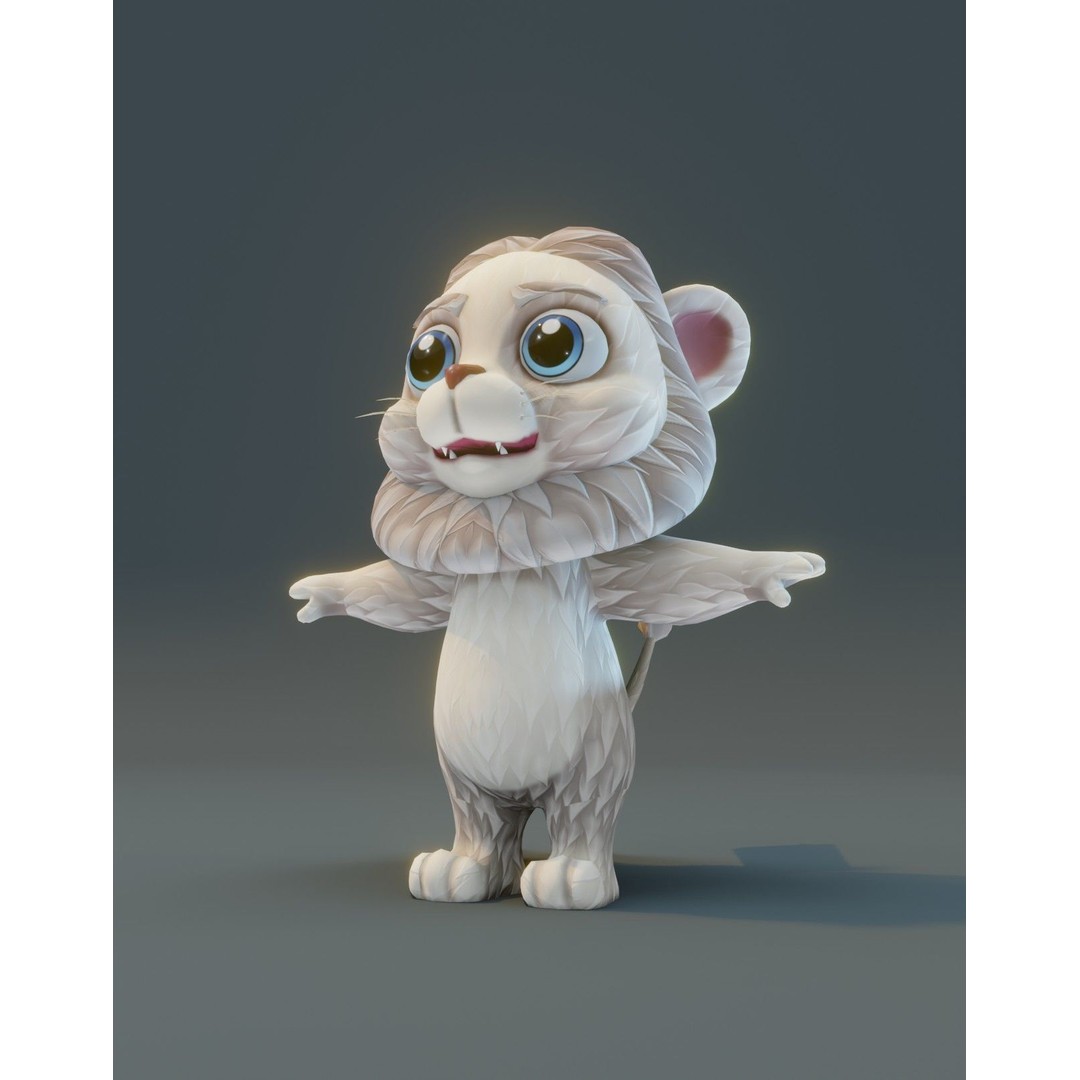 Cartoon Lion 3D Model – Low Poly Stylized Character, FBX & More - View 40