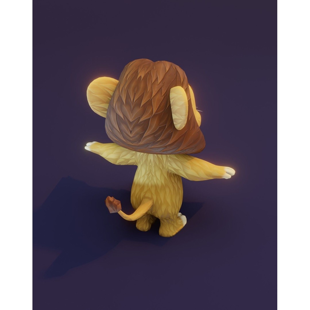 Cartoon Lion 3D Model – Low Poly Stylized Character, FBX & More - View 8