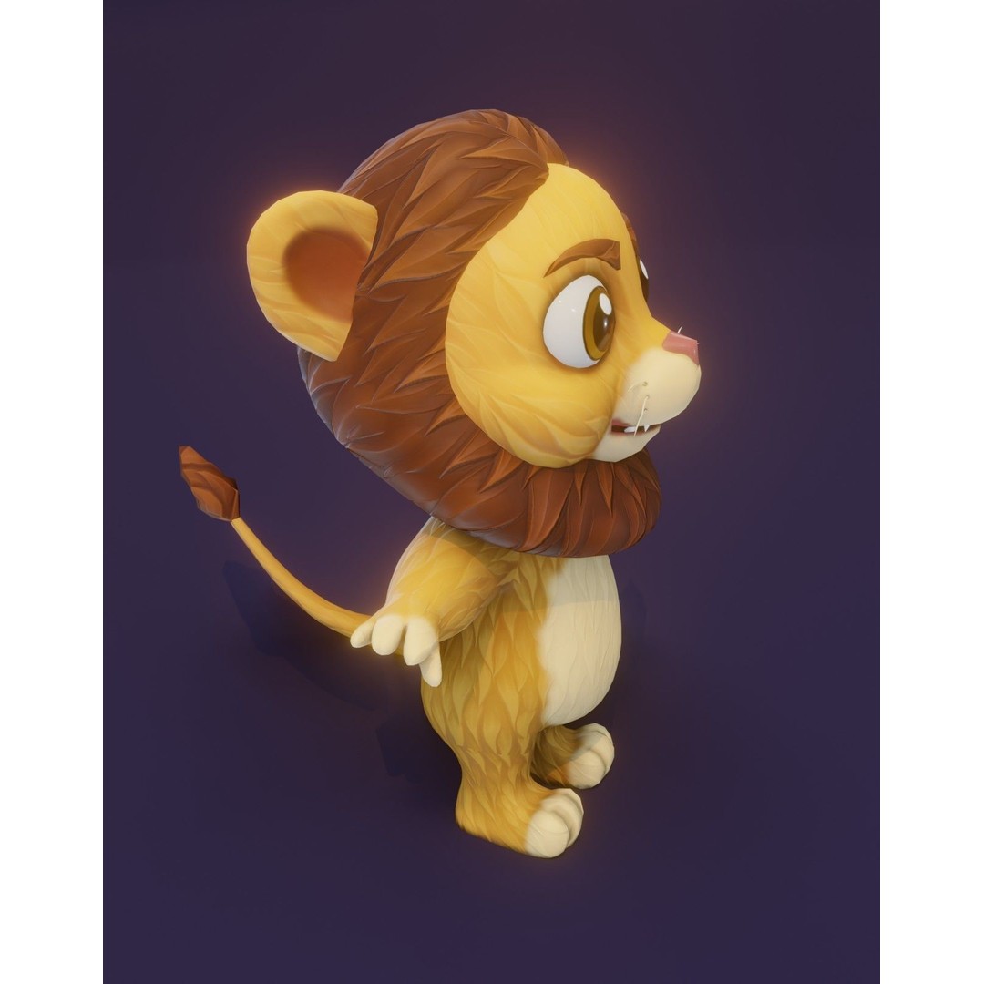 Cartoon Lion 3D Model – Low Poly Stylized Character, FBX & More - View 9