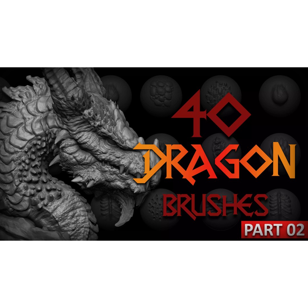 Dragon VDM Brushes 3D Model – Hand Sculpted Zbrush & Blender Asset - View 2