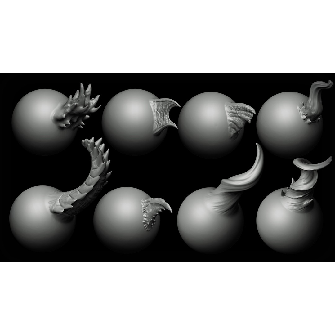 Dragon VDM Brushes 3D Model – Hand Sculpted Zbrush & Blender Asset - View 5