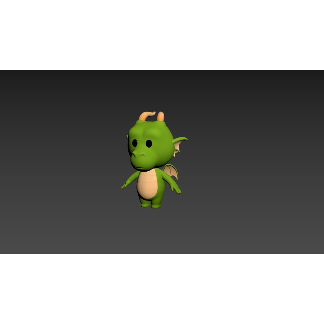 Dragon 3D Model – Cute Fantasy Character, FBX & OBJ Formats - View 12