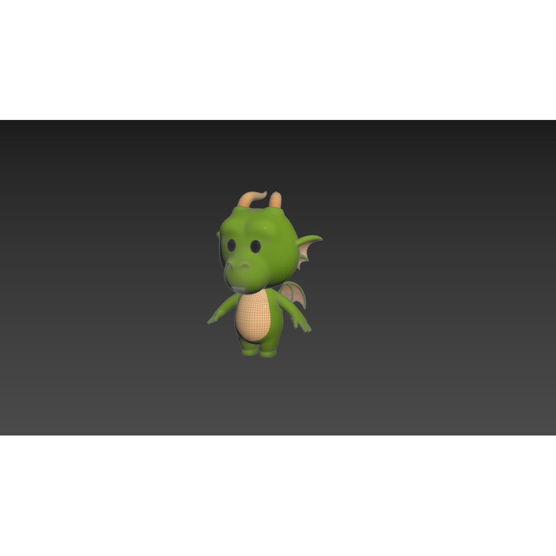 Dragon 3D Model – Cute Fantasy Character, FBX & OBJ Formats - View 14