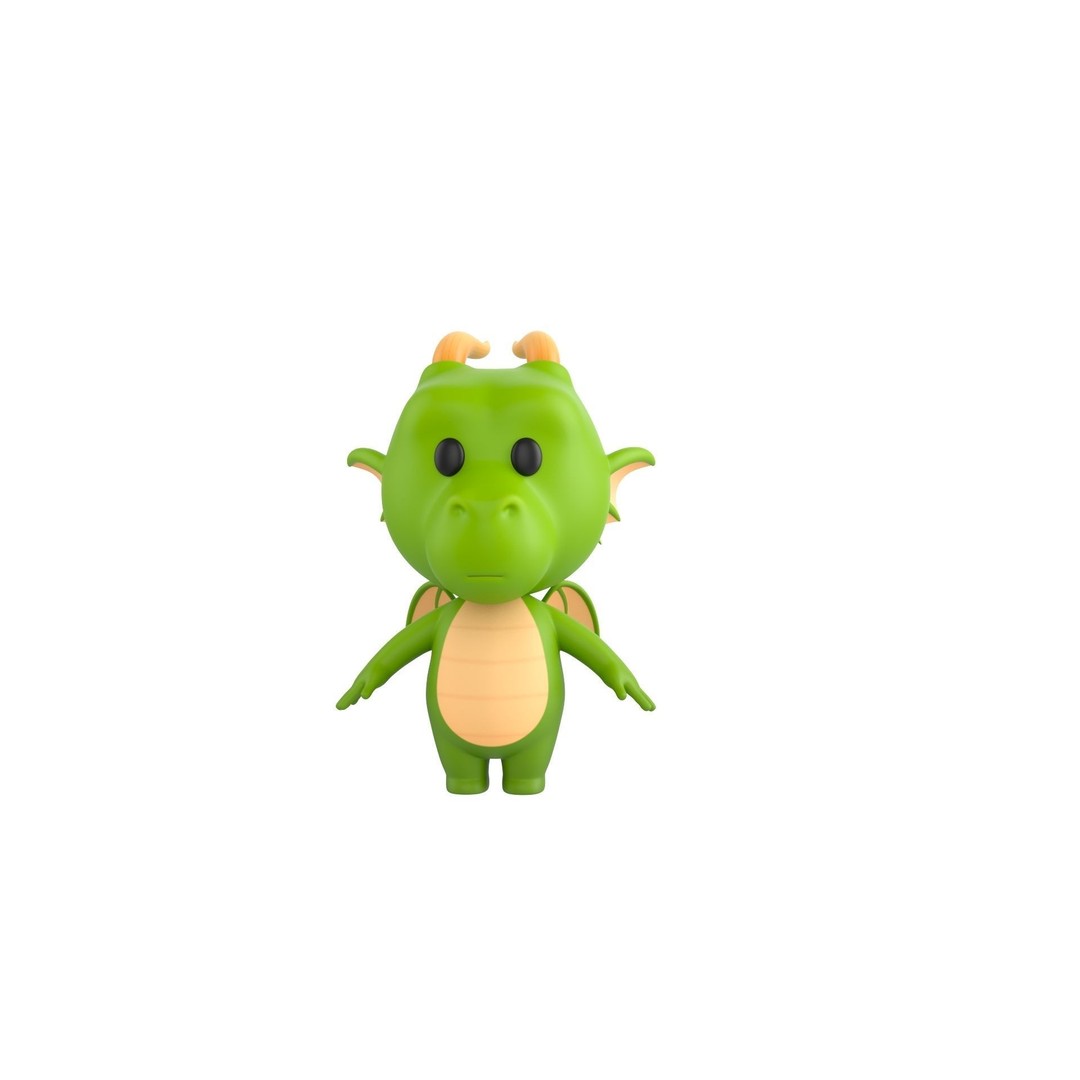 Dragon 3D Model – Cute Fantasy Character, FBX & OBJ Formats - View 3